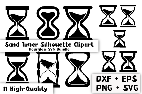11 Hourglass Silhouette SVG Set for Crafts and Graphics