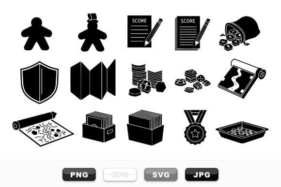 Board Game Icons Vector Set for Crafts and Graphics