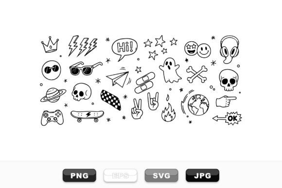 Edgy Doodle Vector Clipart Set for Graphics and Crafts
