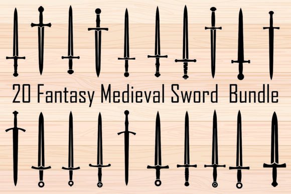 Fantasy Medieval Sword Bundle for Graphics and Crafts