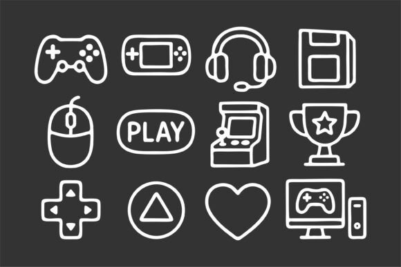 Gaming Icons Set: A Graphic Design Asset for Modern Web Content