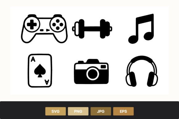 Gaming Music Camera Card Dumbbell Graphics
