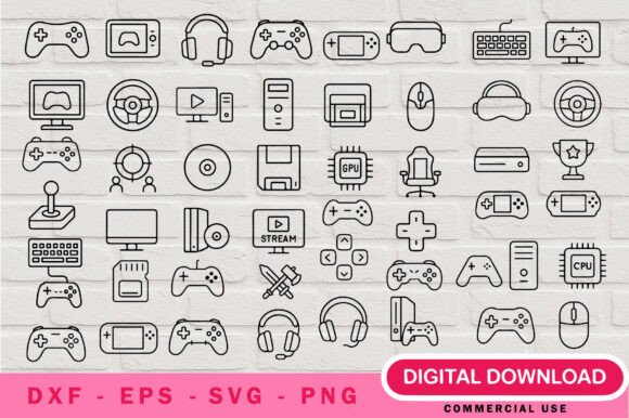 Gaming Outlines SVG Bundle for Graphics and Illustrations