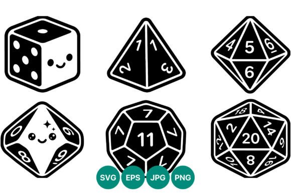 Happy Dice Gaming Polyhedron Vector: Essential Graphics and Illustrations for Branding