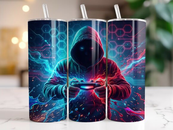 Hooded Gamer Gaming Controller Tumbler Graphics
