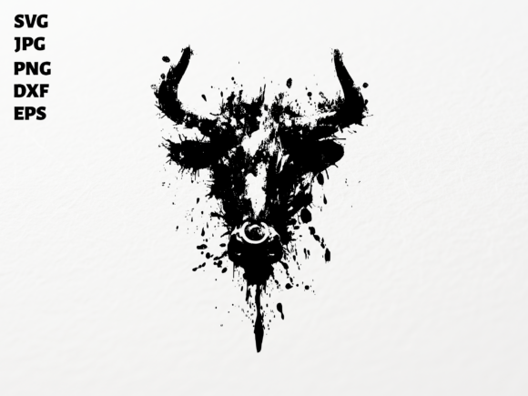 Ink Splatter Bull Head SVG for Cricut - A Graphic Design Asset for Crafts