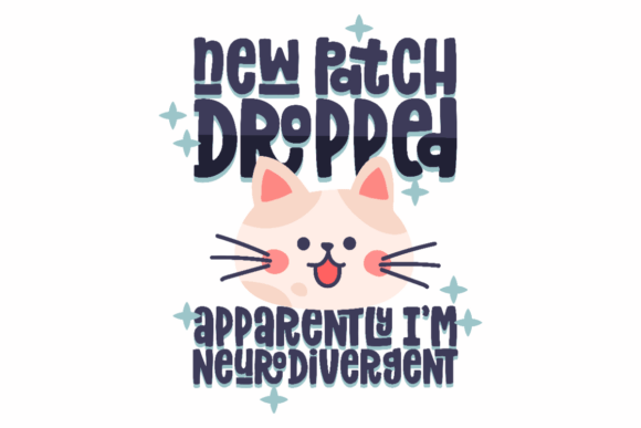 Kawaii Cat, Neurodivergent Patch SVG for Crafts and Graphics