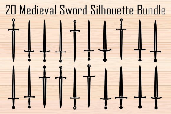 Medieval Sword Silhouette Bundle for Crafts and Graphics