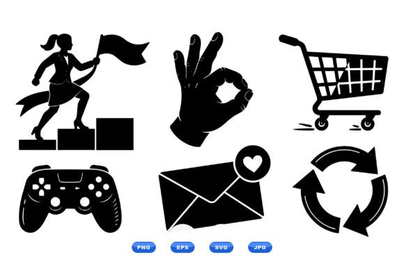 Minimal Silhouette Icon Pack for Graphics and Crafts