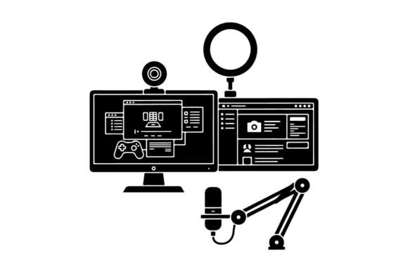 Online Gaming Setup with Microphone Vect Graphics and Illustrations Review