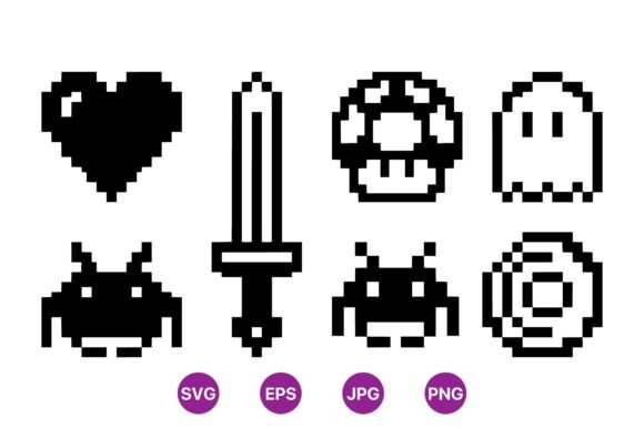 Pixel Retro Gaming Icons Set for Branding and Marketing