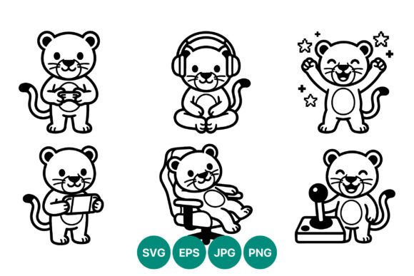 Playful Cat Gaming Icons for Modern Graphics and Illustrations