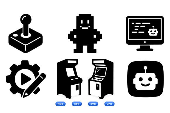 Retro Arcade Icon Pack for Graphics and Crafts