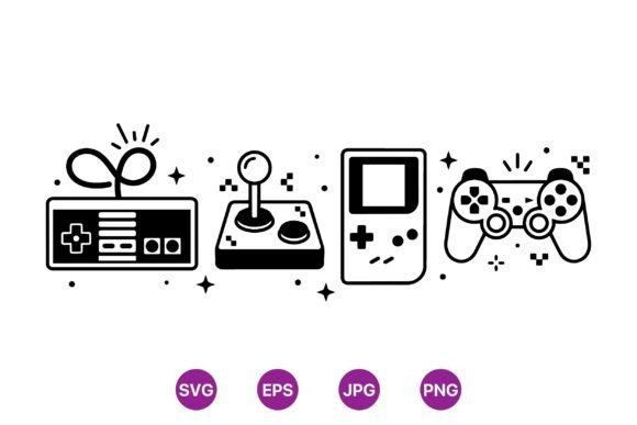 Retro Gaming Controller SVG Set for Creative Design
