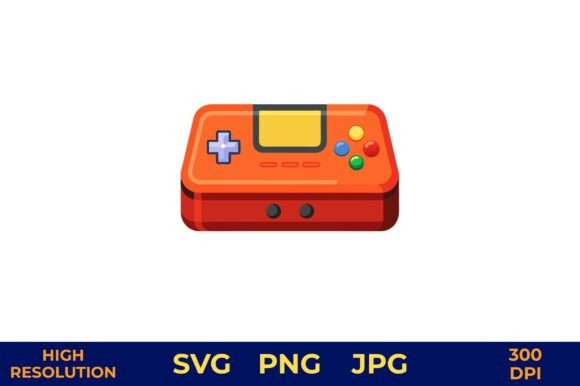 Retro Gaming Device with Bright Buttons Graphics