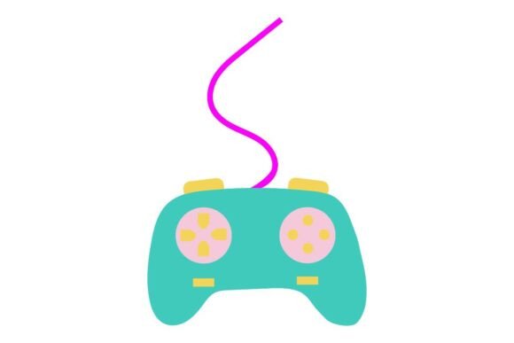 Retro Teal Game Controller Graphics for Crafts and Creative Projects