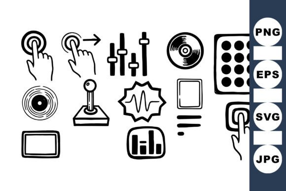 Retro Tech Icon Clipart Set for Crafts and Graphics