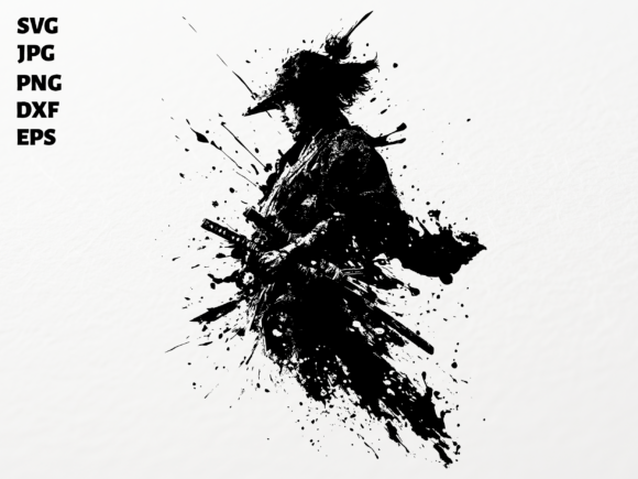 Samurai Warrior Ink Splash SVG for Graphics and Crafts