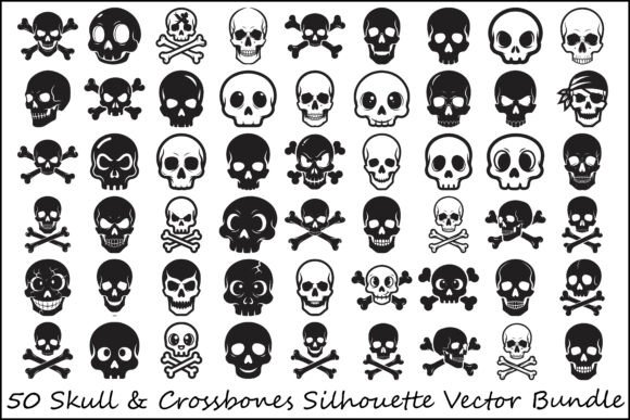Skull Crossbones Silhouette Graphics for Crafts