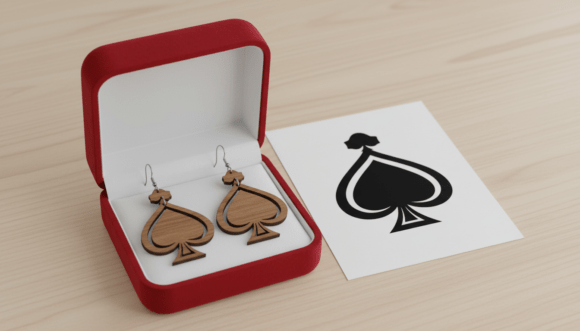 Spade Earring Laser Cut Design for Graphics and Crafts