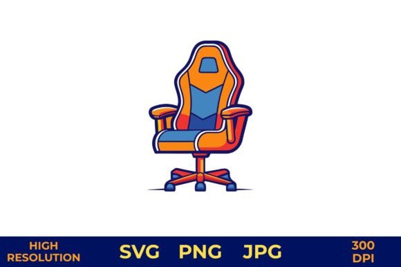 Vector Gaming Chair in Bold Colors: A Vibrant Graphic Asset for Content Publishers