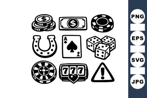 Vintage Casino Game Clipart Set for Graphics and Crafts